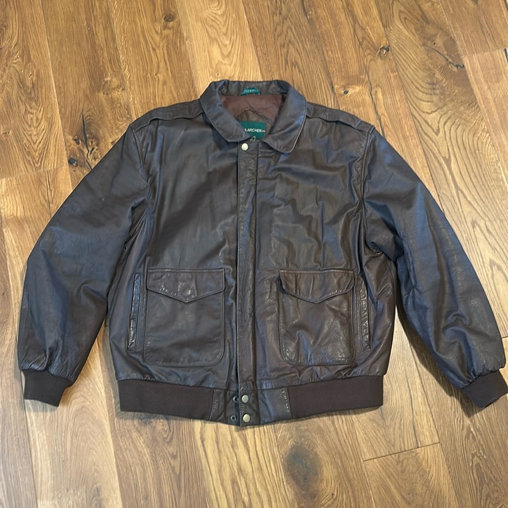 Vintage leather bomber jacket sz46